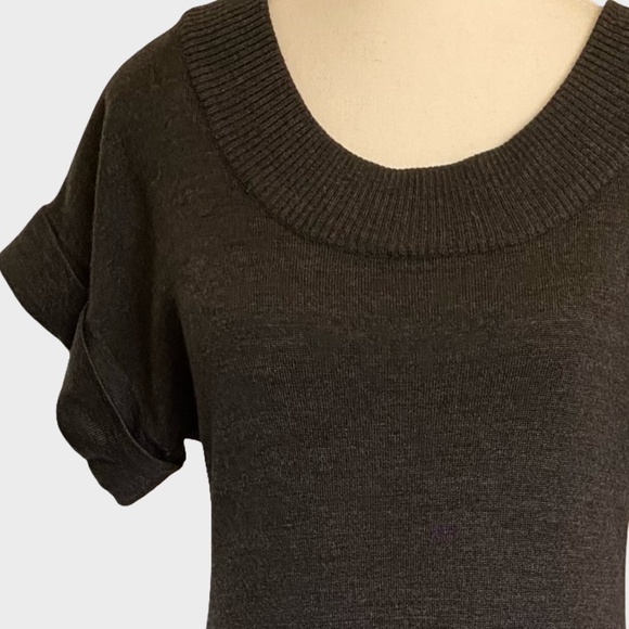 Calvin Klein Dark Grey Merino Wool Blend Knit Short Sleeve Party Office Dress- S - Picture 2 of 15